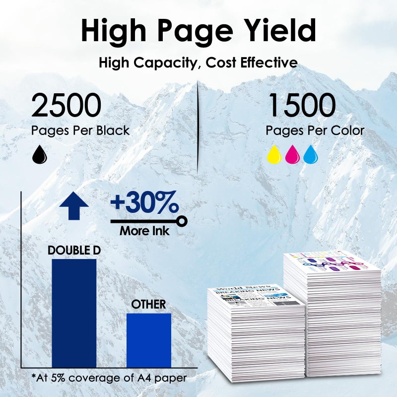 DOUBLE D PGI-2200XL PGI 2200 XL Pigment Ink Cartridges Compatible Replacement for Canon PGI-2200 PGI 2200XL for Maxify MB5320 MB5420 MB5120 MB5020 iB4020 iB4120 (1BK, 1C, 1M, 1Y) 4 Pack - Image 3